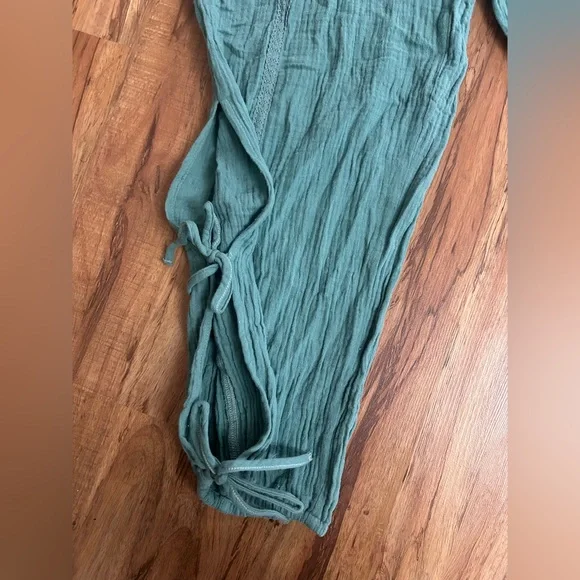 Bohemian Gauze Flowy Harem Cotton Tie Bottom Pants Womens S - Picture 5 of 11